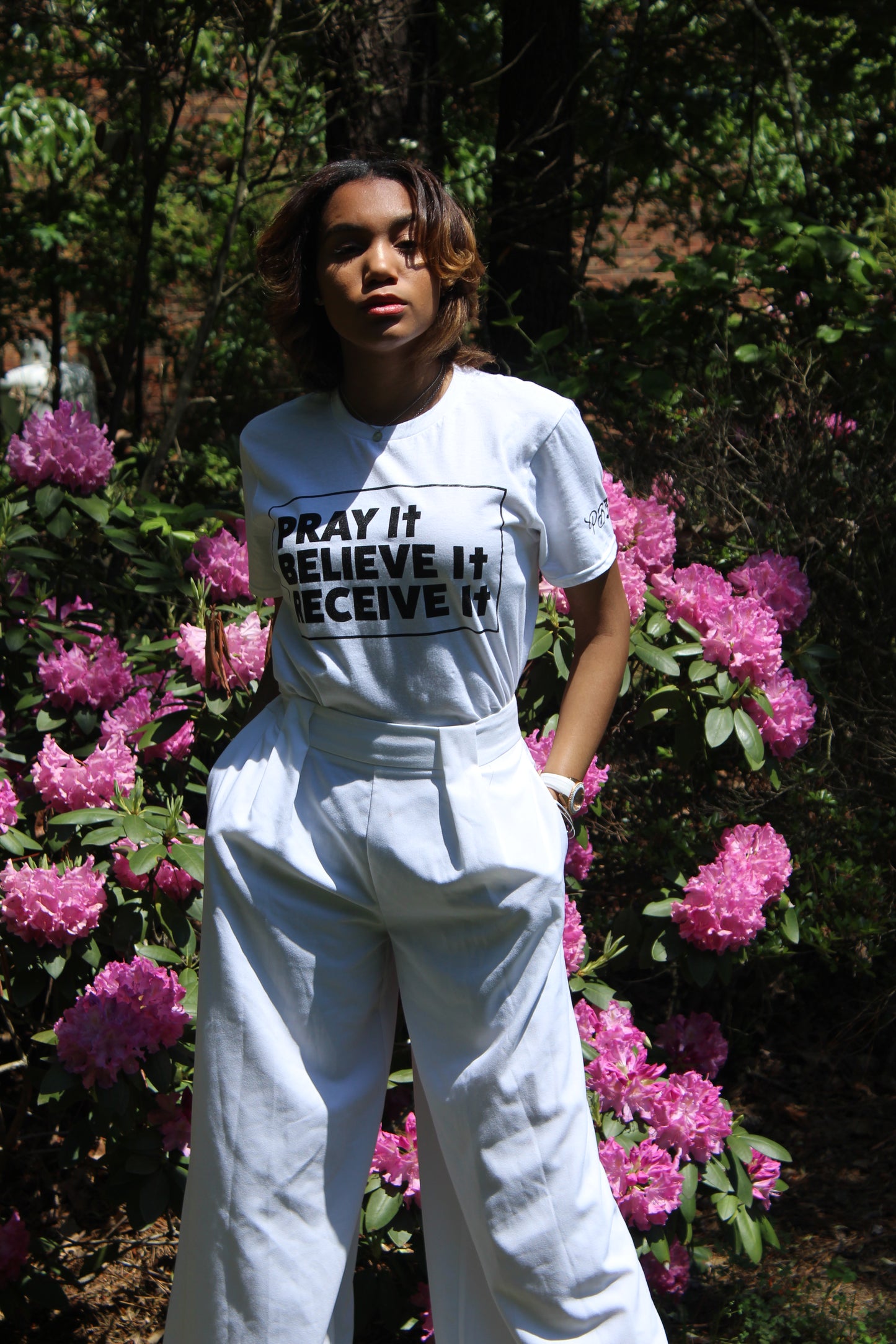 Pray It Believe It Receive It White Unisex Tee